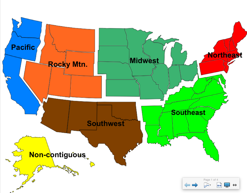 Us Map Divided By Region Map